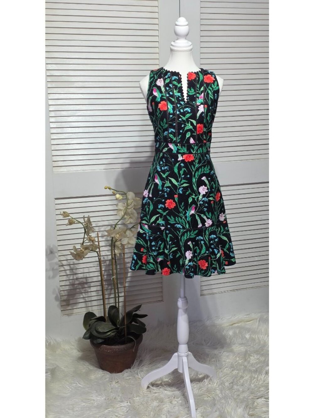 Kate Spade NY Women's Black Floral Jardin Tile Jacquard Mini Dress Size 4 3867